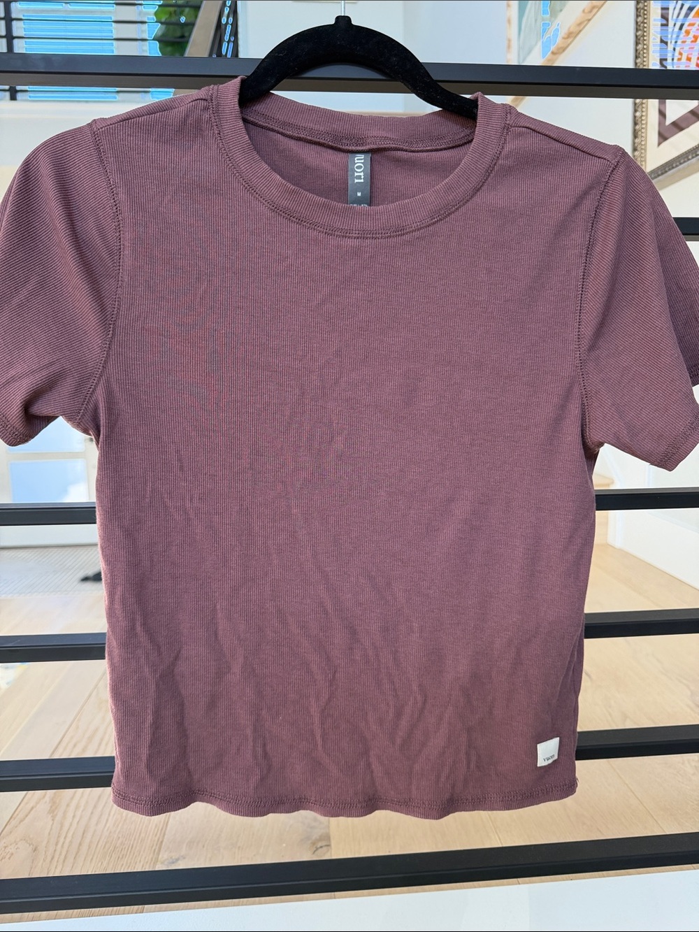 Vuori- Ribbed Crop Tee - Mauve - size M
